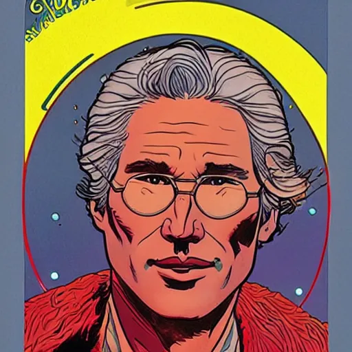 Image similar to richard gere retro minimalist portrait moebius starwatcher comic by jean giraud, 8 k