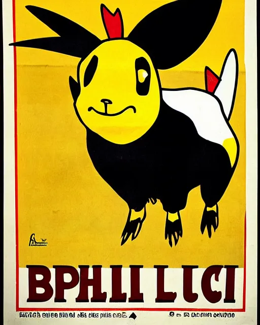 Image similar to spanish bullfighting posters of a picachu