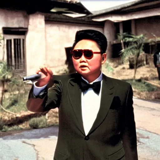 Image similar to Kim Jong-il as James Bond, 35mm, cinémascope, thriller