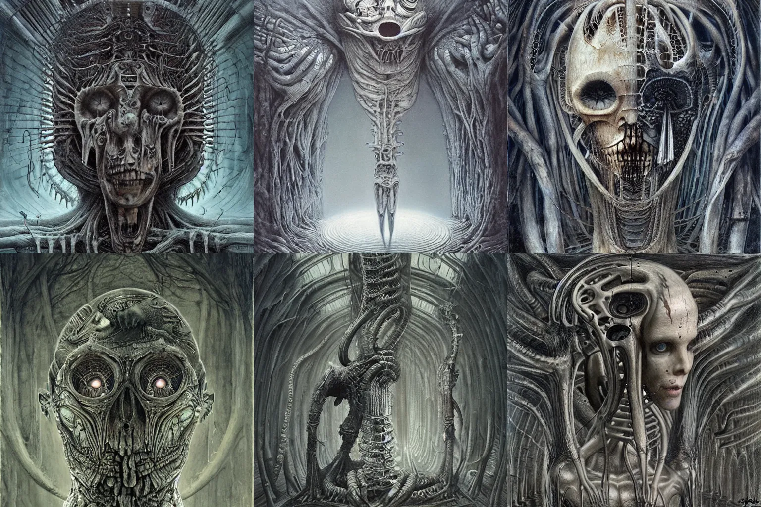 Prompt: \'The soul creates, the A.I. takes\' - contest-winning artwork by Giger and Bekzinski