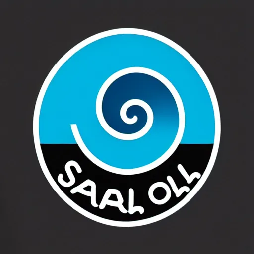 Prompt: snail logo in color scheme black and blue