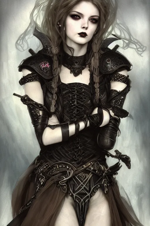 Image similar to beautiful and gothic and evil and luxury and dieselpunk young medieval female knight portrait like blackpink lisa +smoky eyes+front face with light flowing hair, ultradetail face, art and illustration by tian zi and craig mullins and WLOP and alphonse mucha, fantasy, intricate complexity, human structure, human anatomy, fantasy character concept, watermark, blurry, hyperrealism 8k