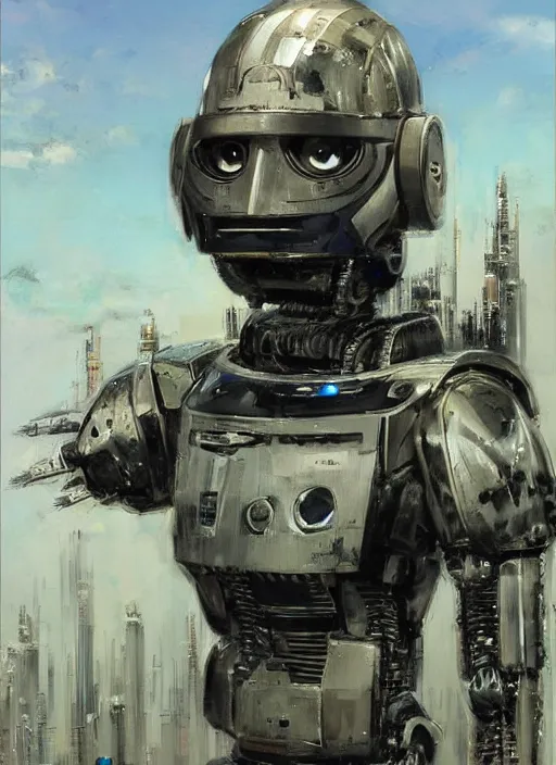 Image similar to sci fi portrait of general augusto pinochet as a robot by john berkey