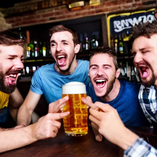 Image similar to a group of lads having a banty time at the pub