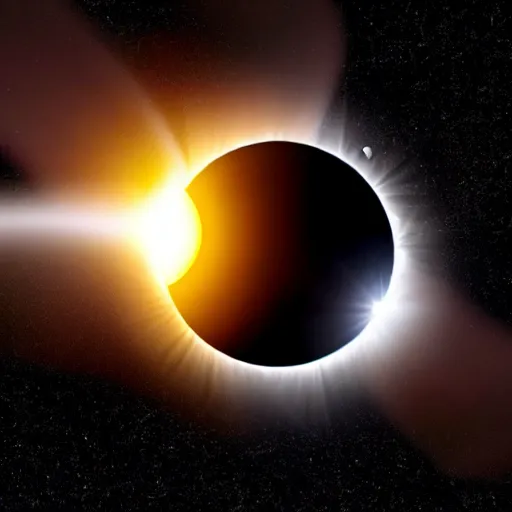 Image similar to a solar eclipse by a giant seal floating in space