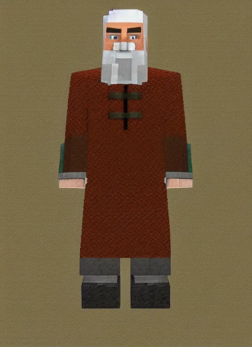 Image similar to uncle iroh in minecraft, detailed textures