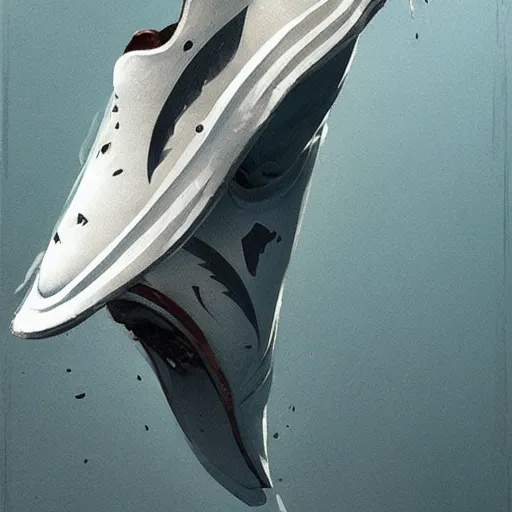 Image similar to 🦈 👟 , digital Art, Greg rutkowski, Trending cinematographic artstation