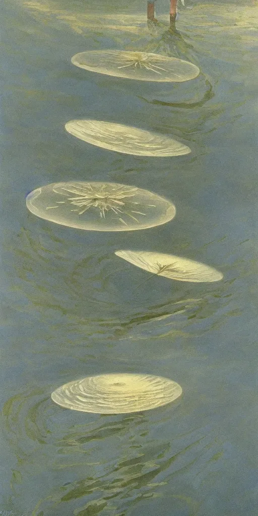 Image similar to art by abbott fuller graves of a giant beautiful diatom