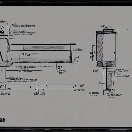 Prompt: hydraulic pistol blueprint sketch