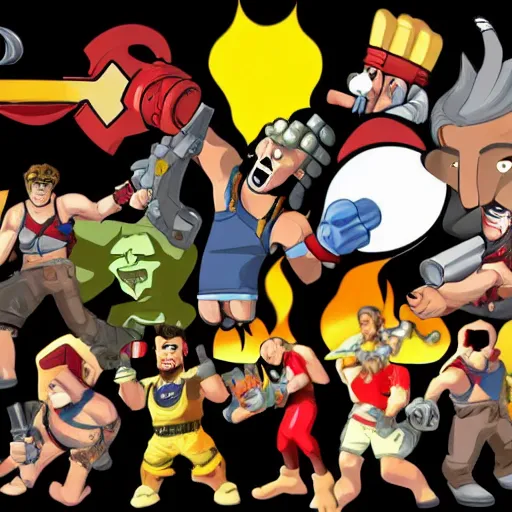 Image similar to Serious sam as smash characters