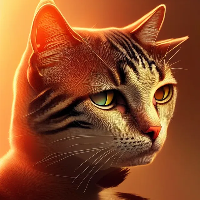 Image similar to epic professional digital art of cat, best on artstation, cgsociety, wlop, Behance, pixiv, cosmic, epic, stunning, gorgeous, much detail, much wow, masterpiece