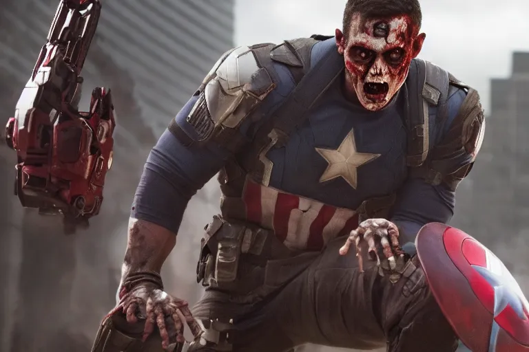 Prompt: film still of zombie zombie Sam Wilson Falcon in new avengers movie, 4k