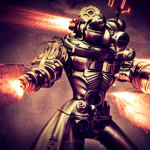 Image similar to a steampunk robotic angel with gun arms shooting, intense, extremely detailed, anime, sparks, clouds, sky, beautiful, sunny, copper, pipes, rusty, metal, cinematic lighting, sharp focus,