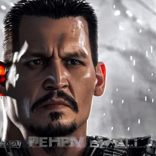 Prompt: Movie still of Johnny Depp as ((the punisher)) in Gears of War, splash art, movie still, detailed face, photorealistic facial features, cinematic lighting, dramatic, octane render, long lens, shallow depth of field, bokeh, anamorphic lens flare, 8k, hyper detailed, 35mm film grain