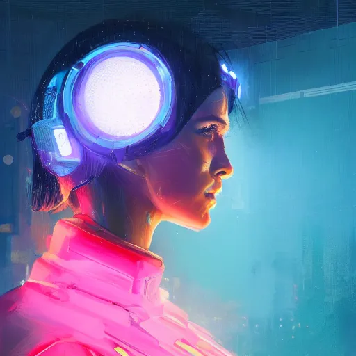 Image similar to detailed side profile portrait Neon Girl, cyberpunk futuristic neon, reflective puffy coat, by Ismail inceoglu dragan bibin hans thoma greg rutkowski Alexandros Pyromallis Nekro Rene Maritte Illustrated, Perfect face, fine details, realistic shaded, fine-face, pretty face, 8k, UHD, ray tracing