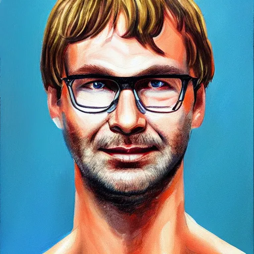 Prompt: jeffrey dahmer becomes god of revenge midsommar, oil painting, ultradetailed, artstation, ultradetailed, digital painting, ultradetailed