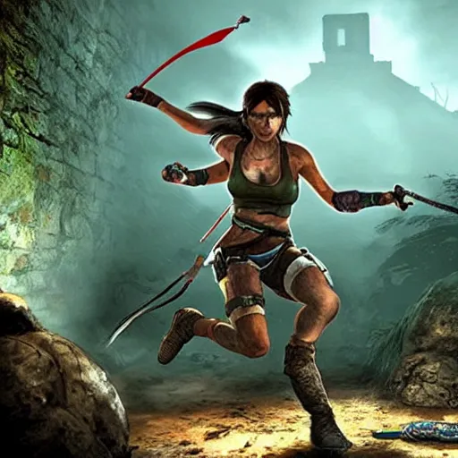 Prompt: a rabbit in the video game tomb raider 2013