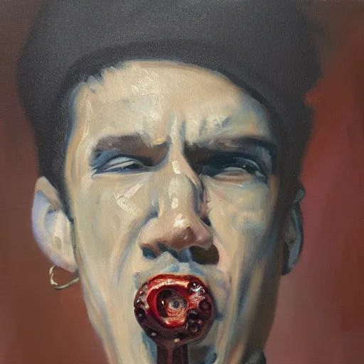 Image similar to mc smoke rapper, oil on canvas, high detail