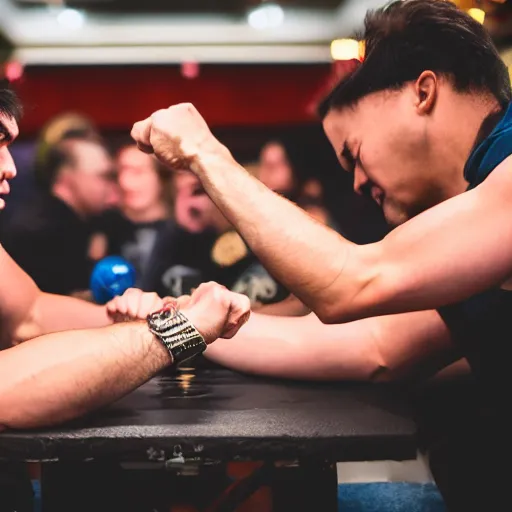 Image similar to arm wrestling. sigma 5 5 mm photo.