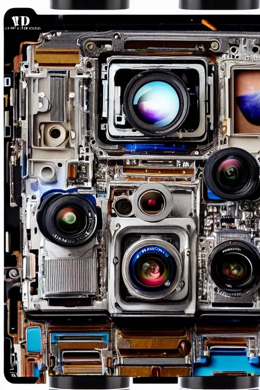 Prompt: A photo of an opened camera, internals revealed, the most complex looking machine ever made photo taken by someone who doesn't know how to use a camera by Annie Lebovitz and Steve McCurry Ultra detailed, hyper realistic, 4k