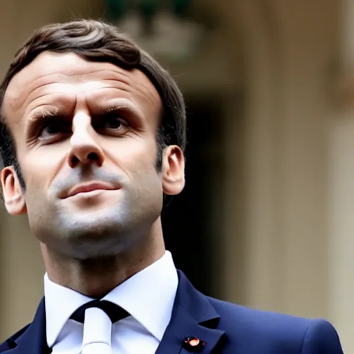 Prompt: Emmanuel Macron lost in the backrooms