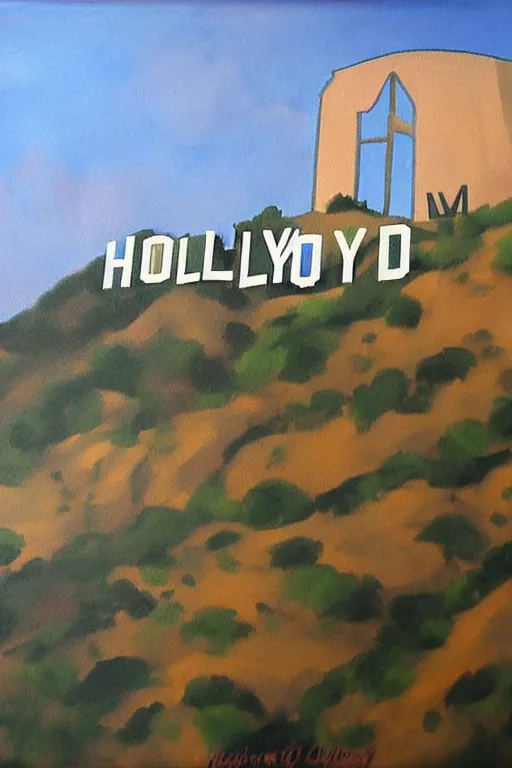 Image similar to painting of the hollywood sign