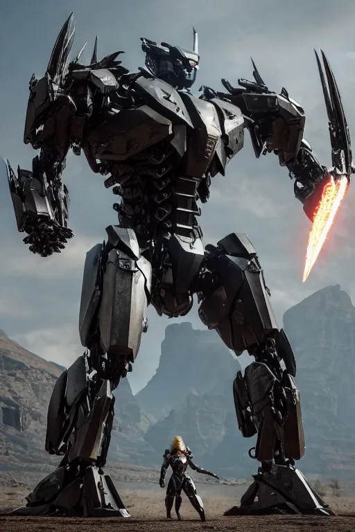 Image similar to cinematic still in westworld and pacific rim movie and ps 5 game machine warrior 5, intricate ornate humanoid mecha warrior,