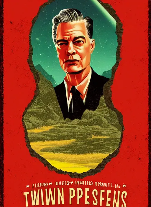 Prompt: twin peaks movie poster art by don brautigam