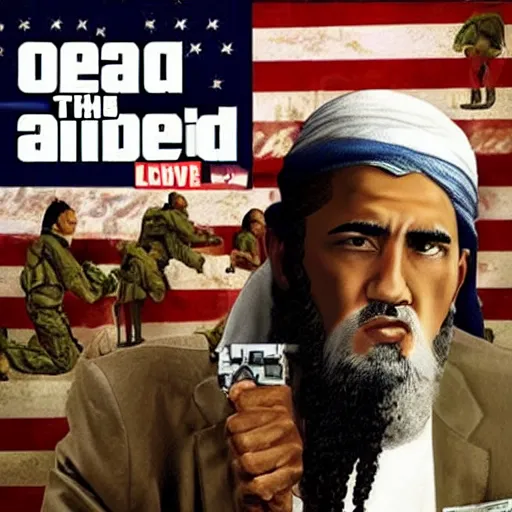 Image similar to Obama Bin Laden in the style of GTA cover art