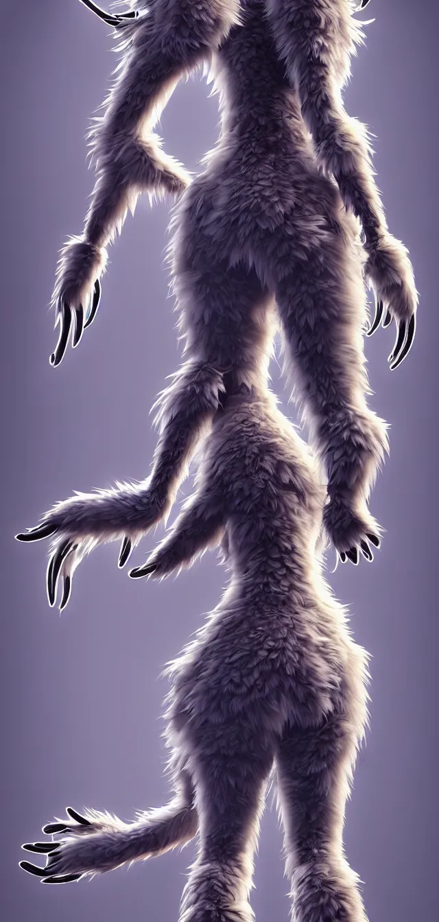 Image similar to the full body of anthropomorphic lynx fursona from behind wearing a steampunk suit as unimaginably beautiful, gorgeous, elegant, young woman with lynx head, fluffy tail, paw pads, an ultrafine hyperdetailed illustration by furaffinity, intricate linework, white fur, unreal engine 5 highly rendered, global illumination, radiant light, detailed and intricate environment