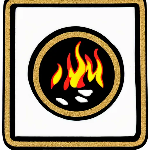 Image similar to simple yet detailed, fire warning flame enamel pin design