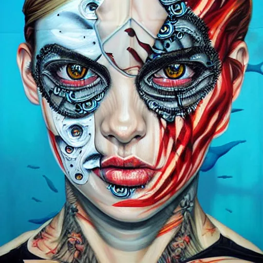 Image similar to horrors in ocean with intricate details by Sandra Chevrier