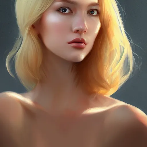 Prompt: a digital painting of a woman with blonde hair, a character portrait by feng zhu, cgsociety, fantasy art, artstation hq, artstation hd, fantasy