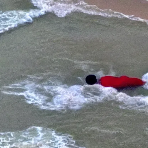 Image similar to cnn news footage of donald trump being washed up on shore, view from above, tv