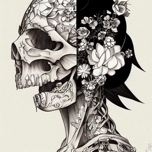 Prompt: anime manga skull portrait young woman skeleton minnie mouse, intricate, elegant, highly detailed, digital art, ffffound, art by JC Leyendecker and sachin teng