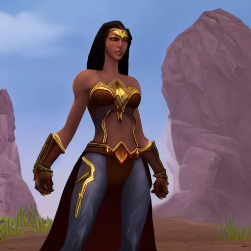 Prompt: Screenshot of Gal Gadot in World of Warcraft-n 6