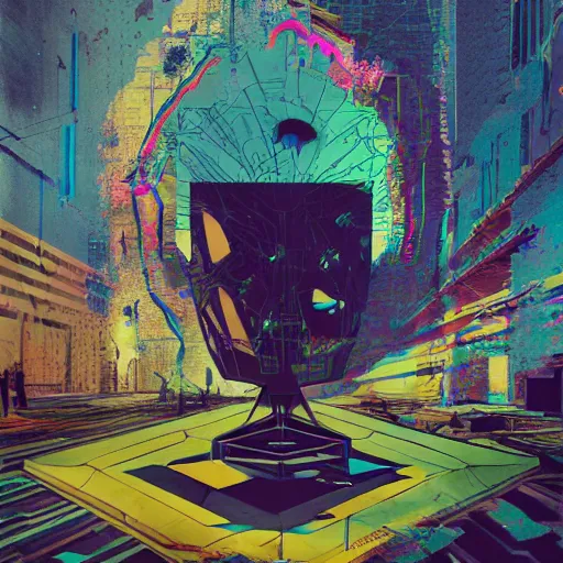 Prompt: visually indeterminate artwork, mixed media, by Robert Pepperell and Beeple