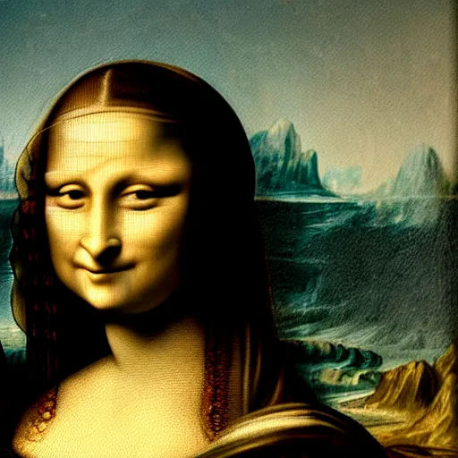 Image similar to highly detailed painting of mona lisa as a goth girl, by william turner, by greg rutkowski, by william constable, thick brush strokes and visible paint layers, 4 k resolution