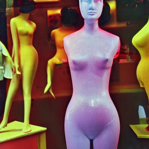 Image similar to department store mannequin melting due to the heat, hektachrome, vividcolor,