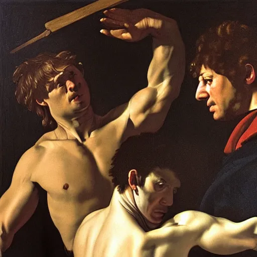 Image similar to achilles and hector by caravaggio