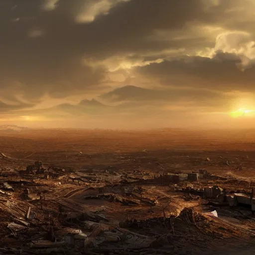 Image similar to a wasteland of nuclear bombs that failed to go off, 8 k resolution matte painting trending on artstation