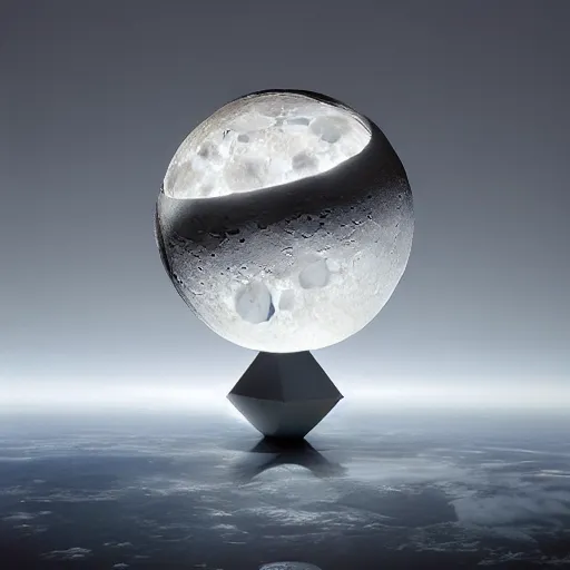 Prompt: the moon in space, designed by zaha hadid