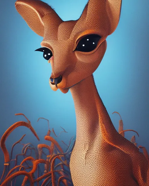 Prompt: portrait of cartoon dik dik, intricate abstract. intricate artwork. by Tooth Wu, wlop, beeple, dan mumford. mulholland drive by david lynch, dune by david lynch, octane render, trending on artstation, greg rutkowski very coherent symmetrical artwork. cinematic, hyper realism, high detail, octane render, 8k, iridescent accents