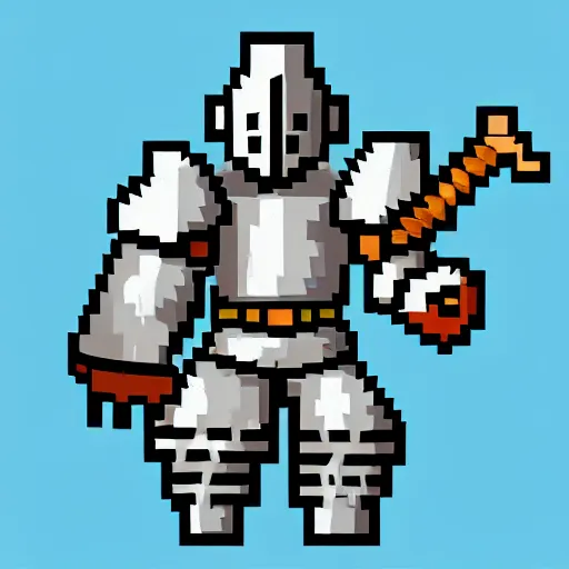 Image similar to sprite of a knight with armor sword and shield, dungeons and dragons game spritesheet, isometric, detailed, pixel art, full turn around