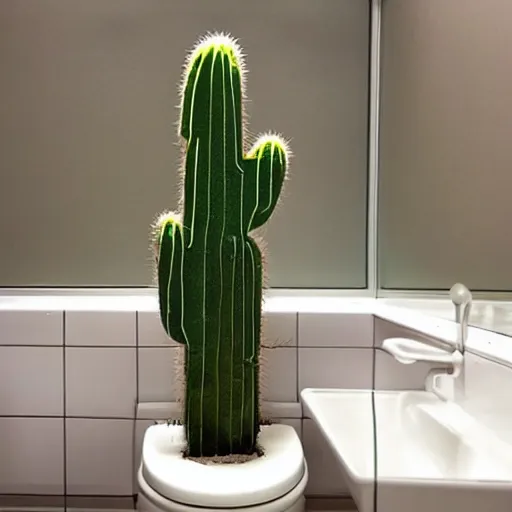 Image similar to a cactus on a toilet
