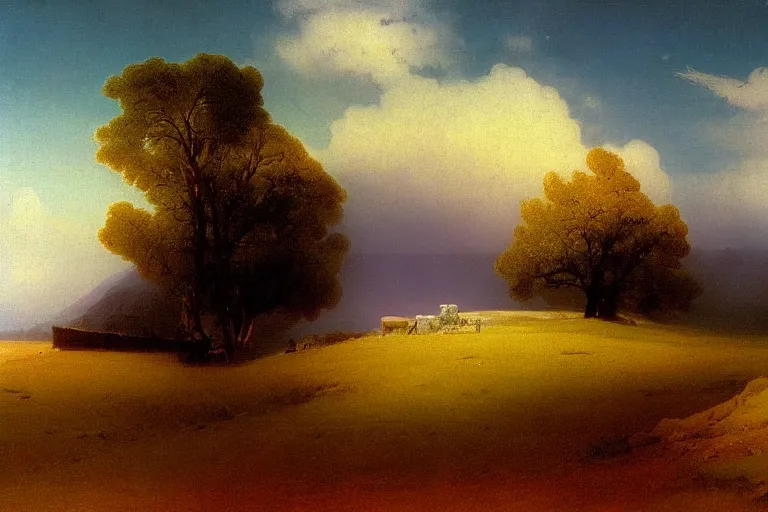 Image similar to great plains americana landscape by ivan aivazovsky