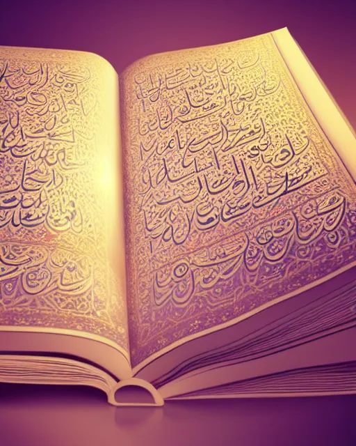 Image similar to pages of the quran falling down, gold filigree, romantic storybook fantasy, soft cinematic lighting, award, pastel color palette, featured on artstation