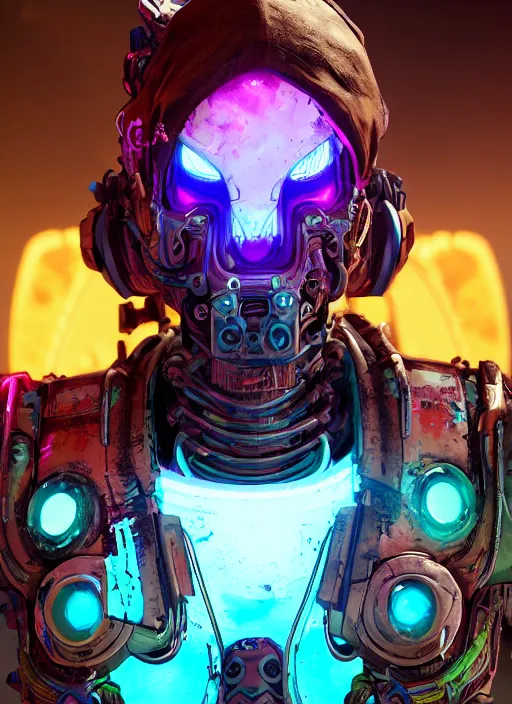 Image similar to glowwave portrait of biopunk biome from borderlands 3, au naturel, hyper detailed, digital art, trending in artstation, cinematic lighting, studio quality, smooth render, unreal engine 5 rendered, octane rendered, art style by klimt and nixeu and ian sprigger and wlop and krenz cushart.