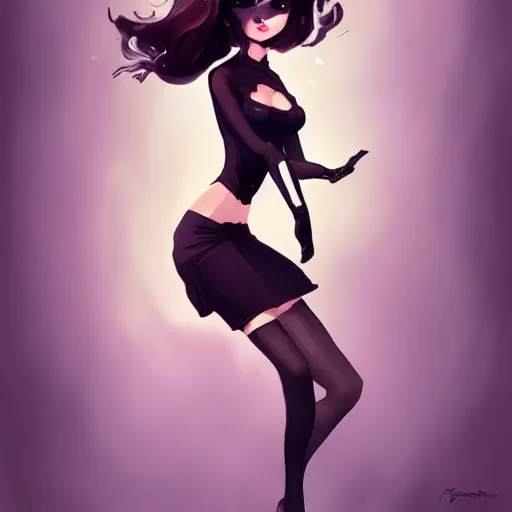 Image similar to , a beautiful woman with dark brown hair wearing a black dress, fantasy, by lois van baarle, Ilya Kuvshinov, Stanley Artgerm Lau, WLOP, Rossdraws, trending on artstation,