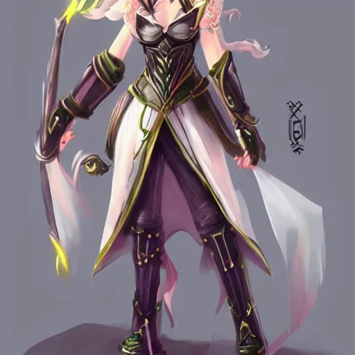 Prompt: female fantasy magic armor, full body shot, korean mmorpg, retro game, anime, concept art